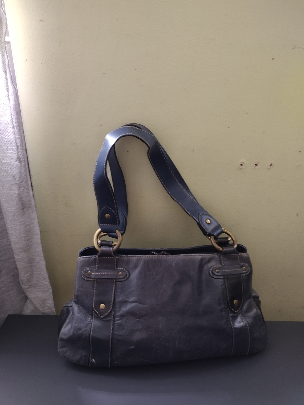 Worthington VINTAGE Women’s Navy Blue Leather Shoulder Bag